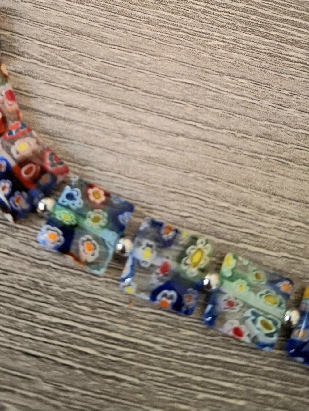 Necklace Italian Millefiori Floral Square Vintage Beads 20